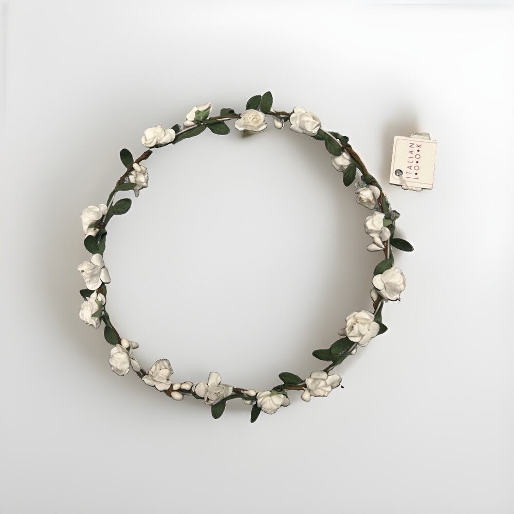 Princess Tiara White Flowers Headband Bridal Wedding Headwear Rose Garland